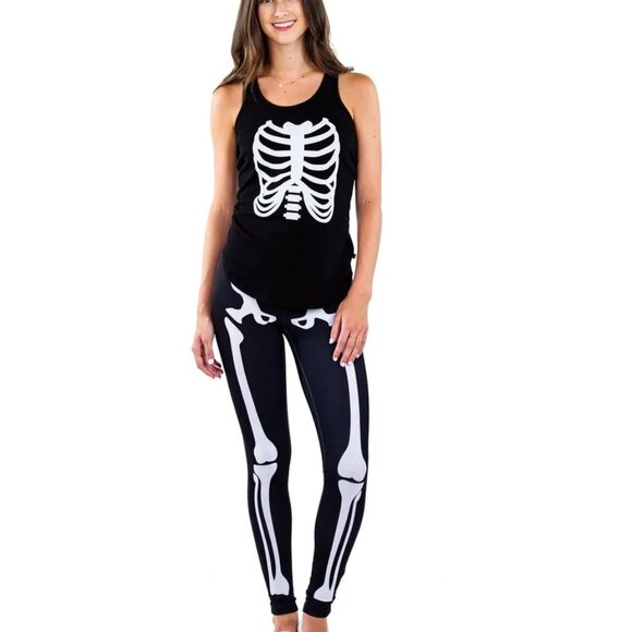 Black Skeleton Tank Top and Leggings Halloween Costume - Picture 1 of 5